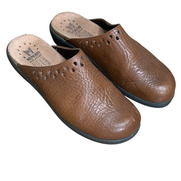 Mephisto Clog Mules Womens sz US 8/EU 38 Brown Slip On Leather Perforated France - Picture 5 of 16